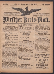 Wirsitzer Kreis-Blatt: herausgegeben vom Königlichen Landraths-Amte 1908.04.29 Jg.64 Nr35a