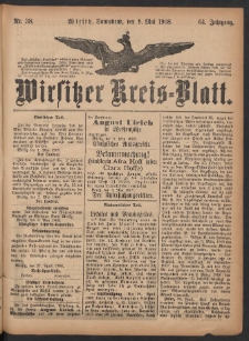 Wirsitzer Kreis-Blatt: herausgegeben vom Königlichen Landraths-Amte 1908.05.09 Jg.64 Nr38