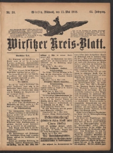 Wirsitzer Kreis-Blatt: herausgegeben vom Königlichen Landraths-Amte 1908.05.13 Jg.64 Nr39