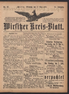 Wirsitzer Kreis-Blatt: herausgegeben vom Königlichen Landraths-Amte 1908.05.27 Jg.64 Nr43