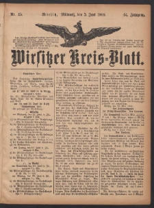 Wirsitzer Kreis-Blatt: herausgegeben vom Königlichen Landraths-Amte 1908.06.03 Jg.64 Nr45