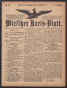 Wirsitzer Kreis-Blatt: herausgegeben vom Königlichen Landraths-Amte 1908.06.06 Jg.64 Nr46