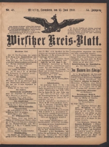 Wirsitzer Kreis-Blatt: herausgegeben vom Königlichen Landraths-Amte 1908.06.13 Jg.64 Nr48
