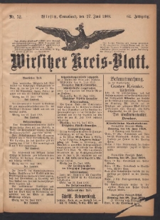 Wirsitzer Kreis-Blatt: herausgegeben vom Königlichen Landraths-Amte 1908.06.27 Jg.64 Nr52