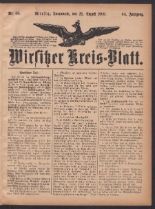 Wirsitzer Kreis-Blatt: herausgegeben vom Königlichen Landraths-Amte 1908.08.22 Jg.64 Nr68