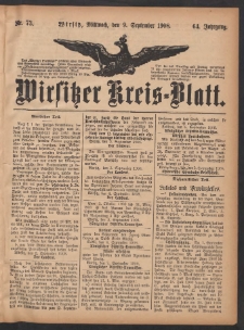 Wirsitzer Kreis-Blatt: herausgegeben vom Königlichen Landraths-Amte 1908.09.09 Jg.64 Nr73