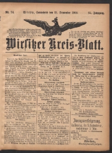 Wirsitzer Kreis-Blatt: herausgegeben vom Königlichen Landraths-Amte 1908.09.12 Jg.64 Nr74