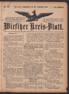 Wirsitzer Kreis-Blatt: herausgegeben vom Königlichen Landraths-Amte 1908.09.26 Jg.64 Nr78