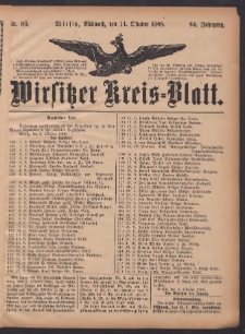 Wirsitzer Kreis-Blatt: herausgegeben vom Königlichen Landraths-Amte 1908.10.14 Jg.64 Nr83