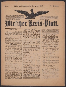 Wirsitzer Kreis-Blatt: herausgegeben vom Königlichen Landraths-Amte 1909.01.14 Jg.65 Nr6
