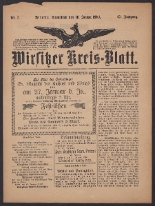 Wirsitzer Kreis-Blatt: herausgegeben vom Königlichen Landraths-Amte 1909.01.16 Jg.65 Nr7