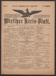 Wirsitzer Kreis-Blatt: herausgegeben vom Königlichen Landraths-Amte 1909.01.28 Jg.65 Nr 12