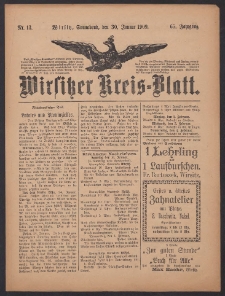 Wirsitzer Kreis-Blatt: herausgegeben vom Königlichen Landraths-Amte 1909.01.30 Jg.65 Nr13