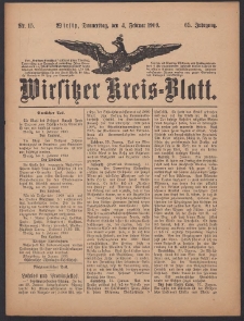 Wirsitzer Kreis-Blatt: herausgegeben vom Königlichen Landraths-Amte 1909.02.04 Jg.65 Nr15