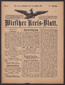Wirsitzer Kreis-Blatt: herausgegeben vom Königlichen Landraths-Amte 1909.02.13 Jg.65 Nr19