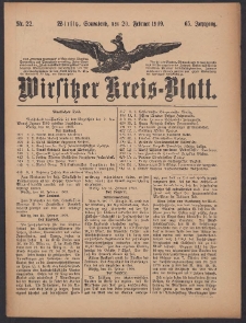 Wirsitzer Kreis-Blatt: herausgegeben vom Königlichen Landraths-Amte 1909.02.20 Jg.65 Nr22