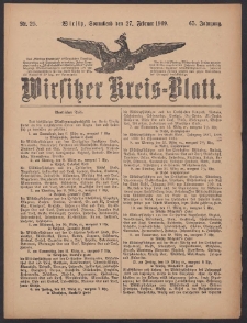 Wirsitzer Kreis-Blatt: herausgegeben vom Königlichen Landraths-Amte 1909.02.27 Jg.65 Nr25