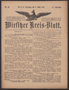 Wirsitzer Kreis-Blatt: herausgegeben vom Königlichen Landraths-Amte 1909.03.02 Jg.65 Nr26