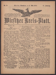 Wirsitzer Kreis-Blatt: herausgegeben vom Königlichen Landraths-Amte 1909.03.06 Jg.65 Nr28