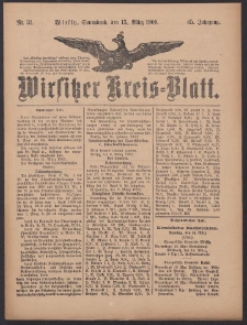 Wirsitzer Kreis-Blatt: herausgegeben vom Königlichen Landraths-Amte 1909.03.13 Jg.65 Nr31