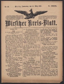 Wirsitzer Kreis-Blatt: herausgegeben vom Königlichen Landraths-Amte 1909.03.18 Jg.65 Nr33