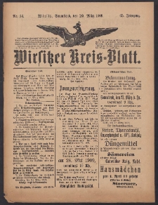 Wirsitzer Kreis-Blatt: herausgegeben vom Königlichen Landraths-Amte 1909.03.20 Jg.65 Nr34