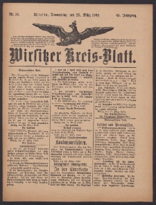 Wirsitzer Kreis-Blatt: herausgegeben vom Königlichen Landraths-Amte 1909.03.25 Jg.65 Nr36