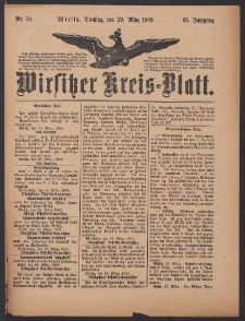 Wirsitzer Kreis-Blatt: herausgegeben vom Königlichen Landraths-Amte 1909.03.29 Jg.65 Nr38