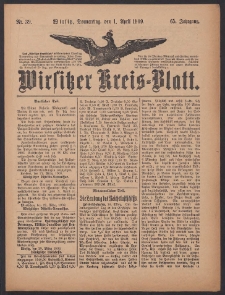 Wirsitzer Kreis-Blatt: herausgegeben vom Königlichen Landraths-Amte 1909.04.01 Jg.65 Nr39