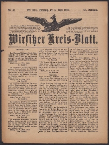 Wirsitzer Kreis-Blatt: herausgegeben vom Königlichen Landraths-Amte 1909.04.06 Jg.65 Nr41