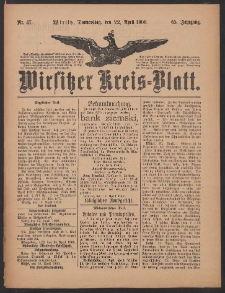 Wirsitzer Kreis-Blatt: herausgegeben vom Königlichen Landraths-Amte 1909.04.22 Jg.65 Nr47