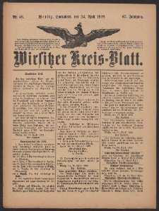 Wirsitzer Kreis-Blatt: herausgegeben vom Königlichen Landraths-Amte 1909.04.24 Jg.65 Nr48