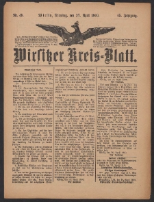 Wirsitzer Kreis-Blatt: herausgegeben vom Königlichen Landraths-Amte 1909.04.27 Jg.65 Nr49