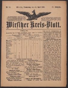 Wirsitzer Kreis-Blatt: herausgegeben vom Königlichen Landraths-Amte 1909.04.29 Jg.65 Nr50