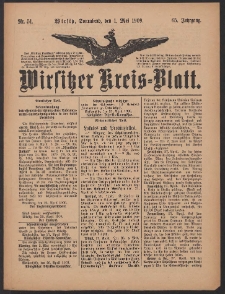 Wirsitzer Kreis-Blatt: herausgegeben vom Königlichen Landraths-Amte 1909.05.01 Jg.65 Nr51