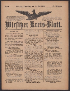 Wirsitzer Kreis-Blatt: herausgegeben vom Königlichen Landraths-Amte 1909.05.13 Jg.65 Nr56