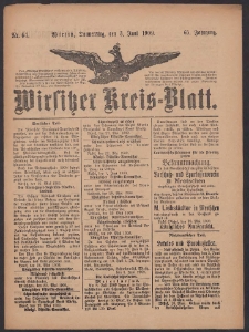 Wirsitzer Kreis-Blatt: herausgegeben vom Königlichen Landraths-Amte 1909.06.03 Jg.65 Nr64