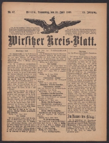 Wirsitzer Kreis-Blatt: herausgegeben vom Königlichen Landraths-Amte 1909.06.10 Jg.65 Nr67