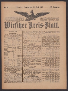 Wirsitzer Kreis-Blatt: herausgegeben vom Königlichen Landraths-Amte 1909.06.15 Jg.65 Nr69