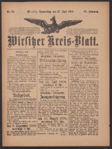 Wirsitzer Kreis-Blatt: herausgegeben vom Königlichen Landraths-Amte 1909.06.17 Jg.65 Nr70