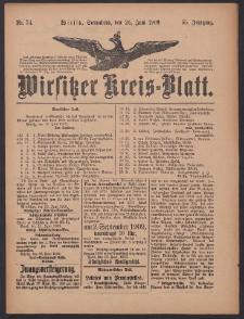 Wirsitzer Kreis-Blatt: herausgegeben vom Königlichen Landraths-Amte 1909.06.26 Jg.65 Nr74