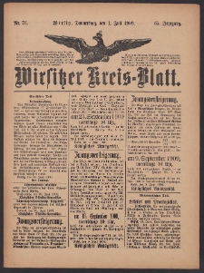 Wirsitzer Kreis-Blatt: herausgegeben vom Königlichen Landraths-Amte 1909.07.01 Jg.65 Nr76
