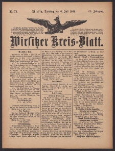 Wirsitzer Kreis-Blatt: herausgegeben vom Königlichen Landraths-Amte 1909.07.06 Jg.65 Nr78