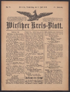 Wirsitzer Kreis-Blatt: herausgegeben vom Königlichen Landraths-Amte 1909.07.08 Jg.65 Nr79