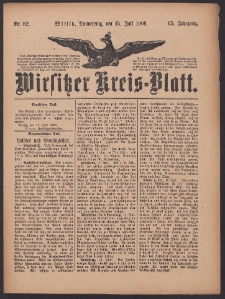 Wirsitzer Kreis-Blatt: herausgegeben vom Königlichen Landraths-Amte 1909.07.15 Jg.65 Nr82