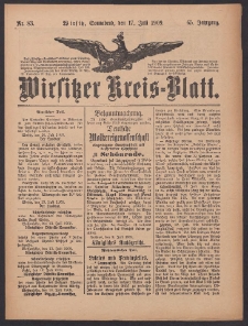 Wirsitzer Kreis-Blatt: herausgegeben vom Königlichen Landraths-Amte 1909.07.17 Jg.65 Nr83
