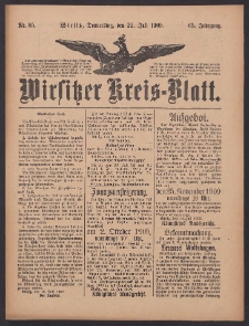 Wirsitzer Kreis-Blatt: herausgegeben vom Königlichen Landraths-Amte 1909.07.22 Jg.65 Nr85