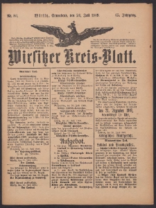 Wirsitzer Kreis-Blatt: herausgegeben vom Königlichen Landraths-Amte 1909.07.24 Jg.65 Nr86