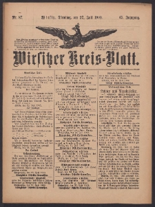 Wirsitzer Kreis-Blatt: herausgegeben vom Königlichen Landraths-Amte 1909.07.27 Jg.65 Nr87