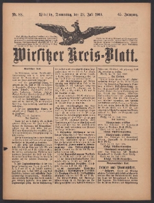 Wirsitzer Kreis-Blatt: herausgegeben vom Königlichen Landraths-Amte 1909.07.29 Jg.65 Nr88